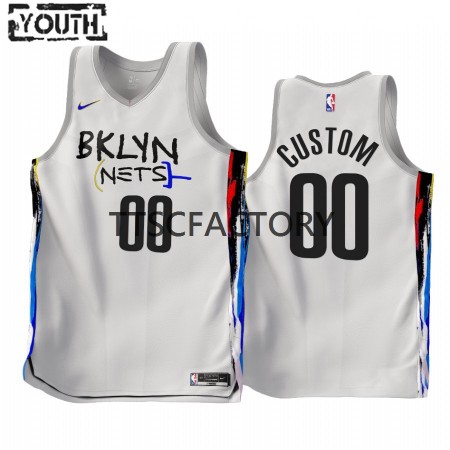 Kinder NBA Brooklyn Nets Trikot Benutzerdefinierte Nike 2022-23 City Edition Weiß Swingman